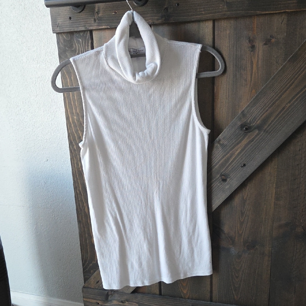 Michael Stars White Sleeveless Turtleneck Tank